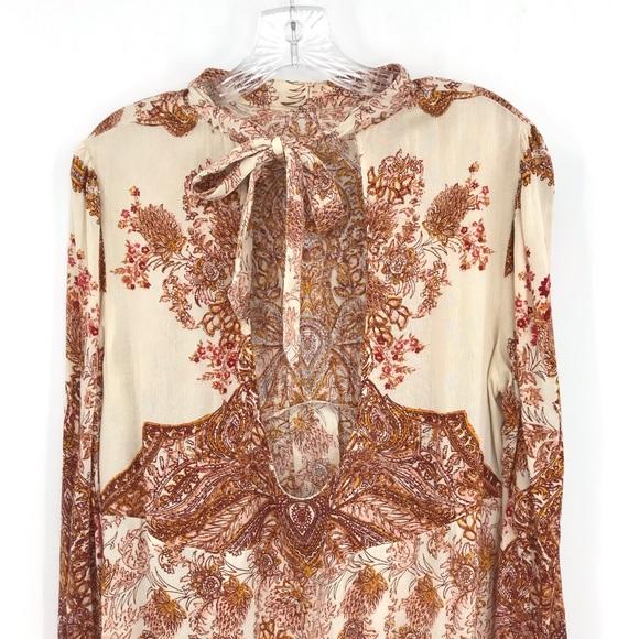 Free People Boho Blouse Dress Ruffle Tunic Floral - Picture 6 of 8